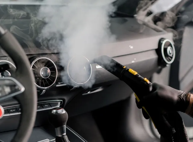 Interior steam cleaning during a maintenance detail