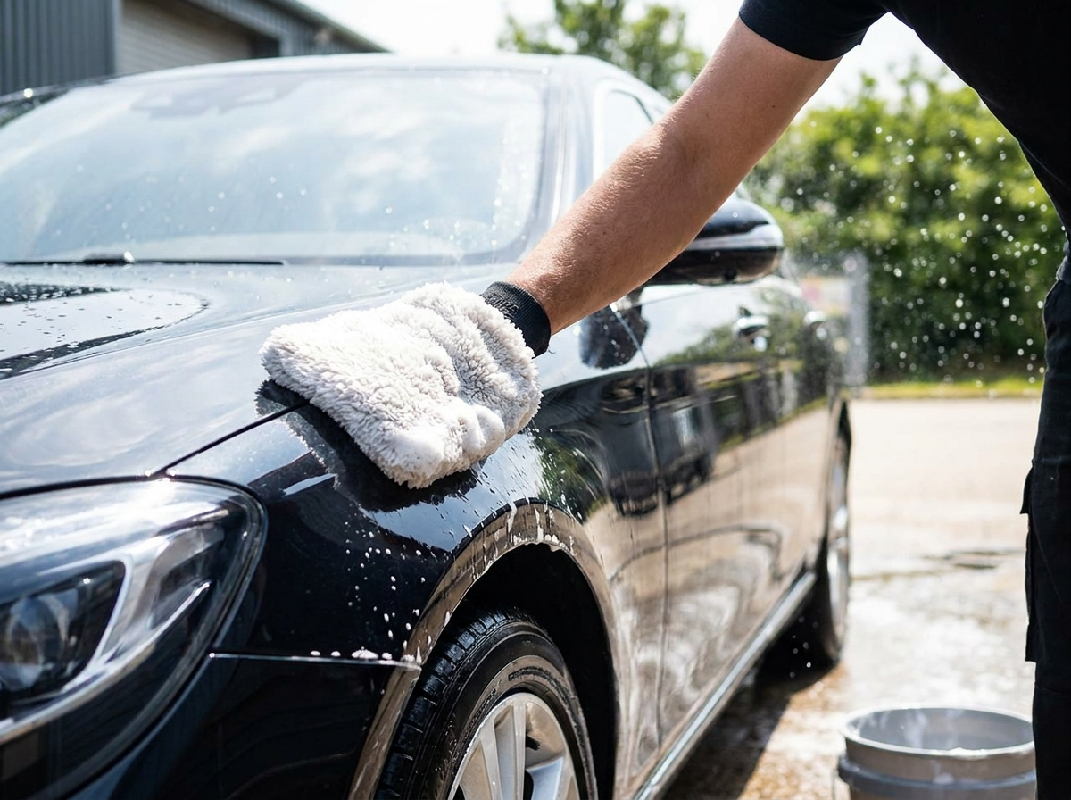 Hand washing a car